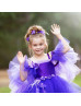 Spaghetti Straps Purple Tulle 3D Flowers Romantic Flower Girl Dress